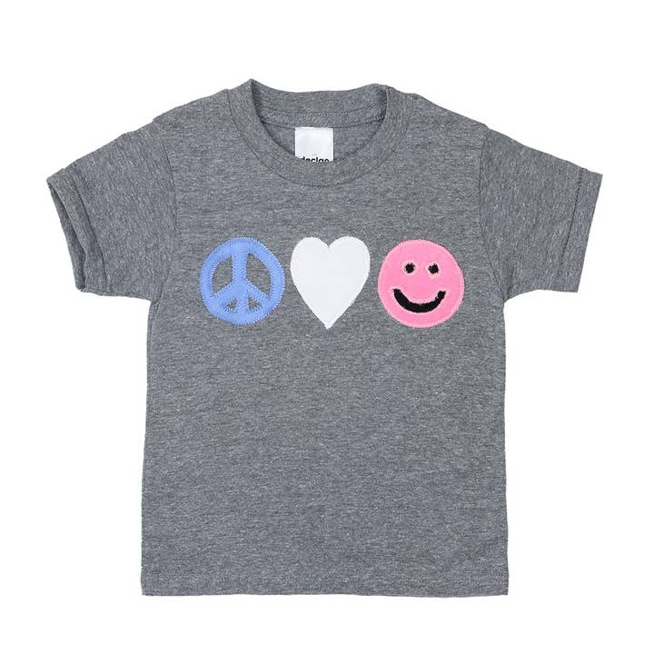 Kids Peace Love Happiness Short Sleeve Tee for wholesale by declan