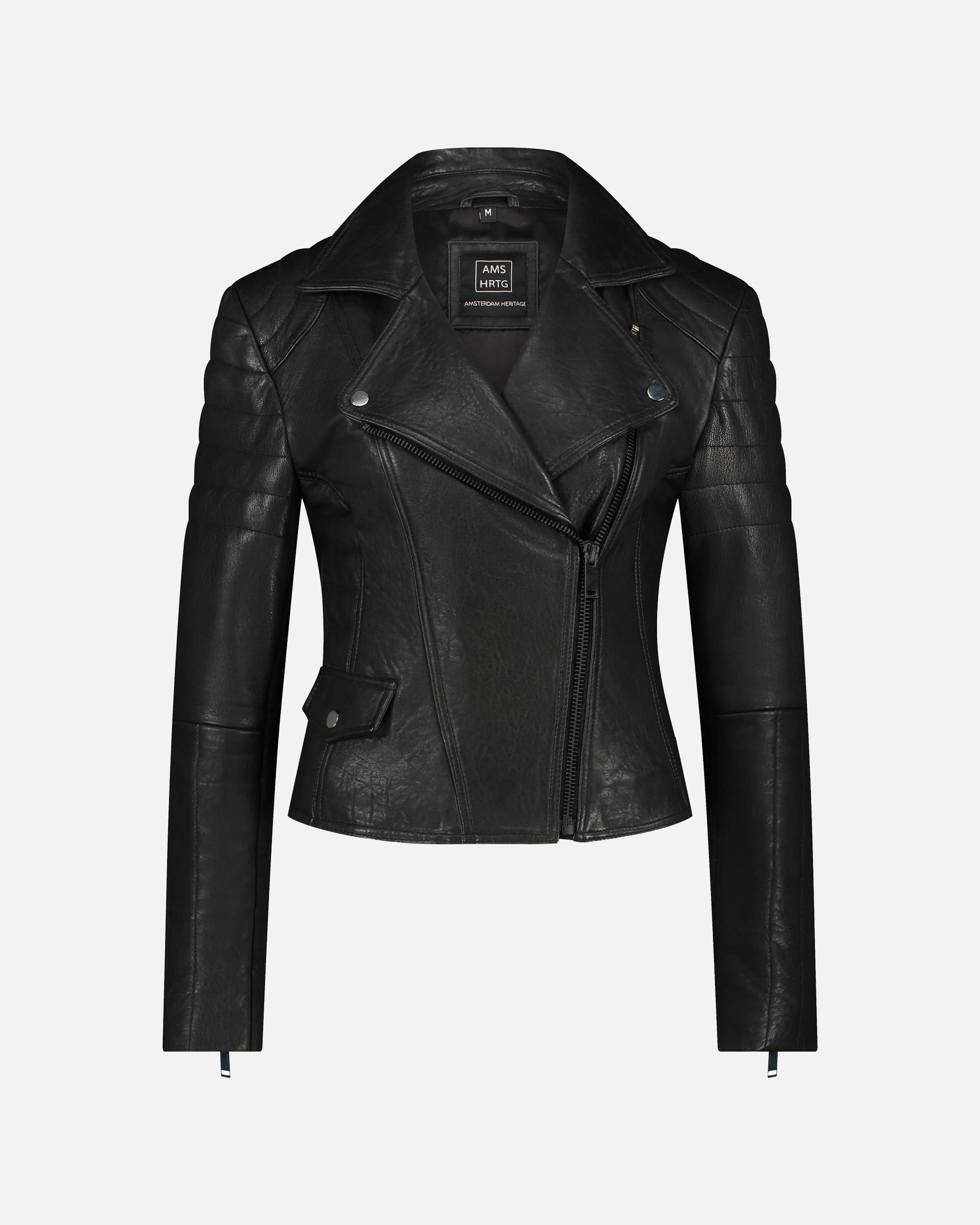 Amsterdam Heritage Leather Belts, Bags, Jackets & Apparel - Wholesale Leather Jacket - Women's - Munroe | Black and Cognac Women's Leather Jacket