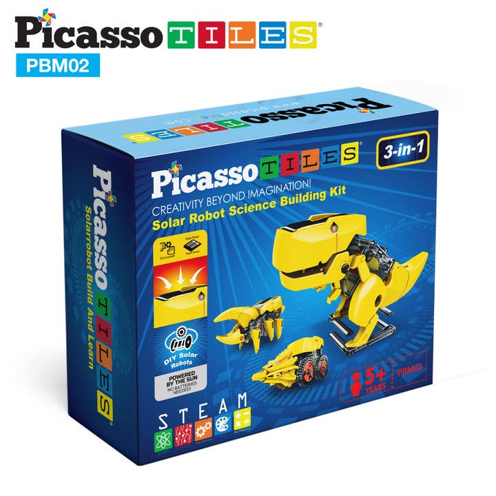 PicassoTiles - Wholesale Building Set - Kids - Solar Powered Dinosaur Robot