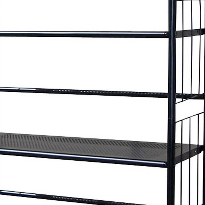 HomeRoots - Wholesale Bookcase - Black Four Shelf Metal Standing Book Shelf5