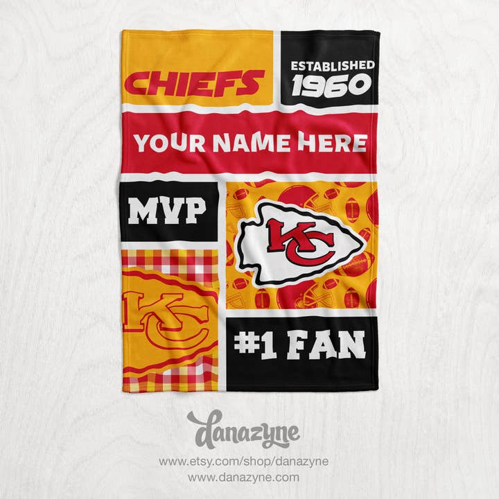 Danazyne – Großhandel Bettdecke – Kind & Baby – Personalisierte, von den Kansas City Chiefs inspirierte Decke