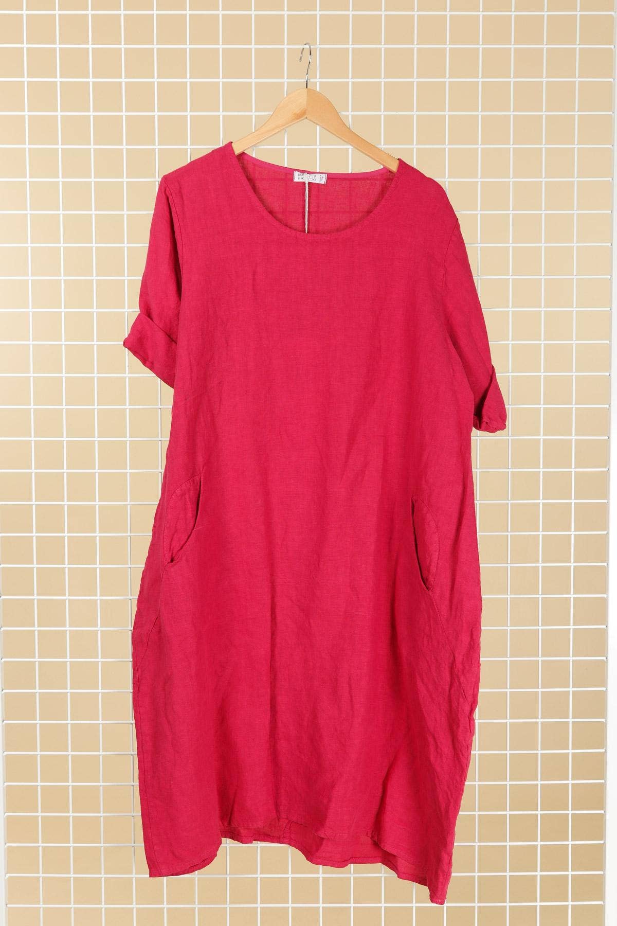 la maison des fibres naturelles - Wholesale Dress - Women's - Round neck dress in 100% linen 67616