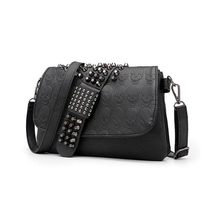 Tourtiwi - Wholesale Shoulder Bag - Women's - Riveted Embossed Skull Shoulder Bag2