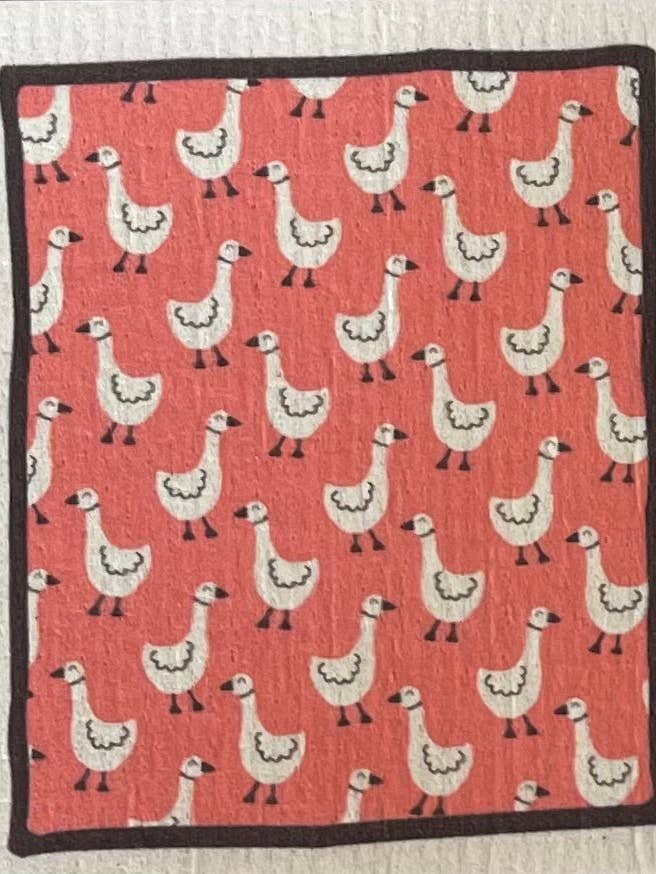 Geese on Coral Swedish Dishcloth for wholesale by Kit Carson Accessories