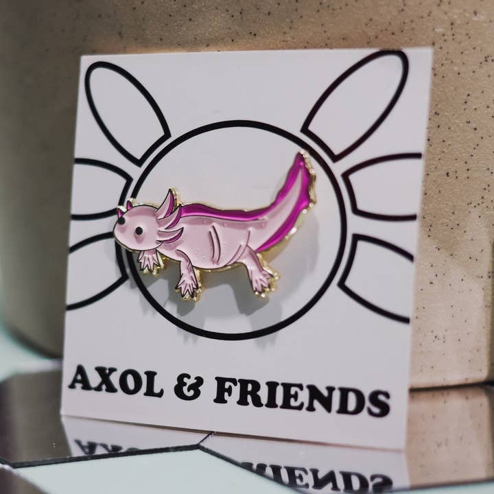 Pink Axolotl Pin for wholesale by Axol & Friends