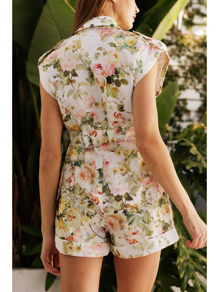 Endless Blu - Wholesale Romper - Women's - Floral Cotton Romper