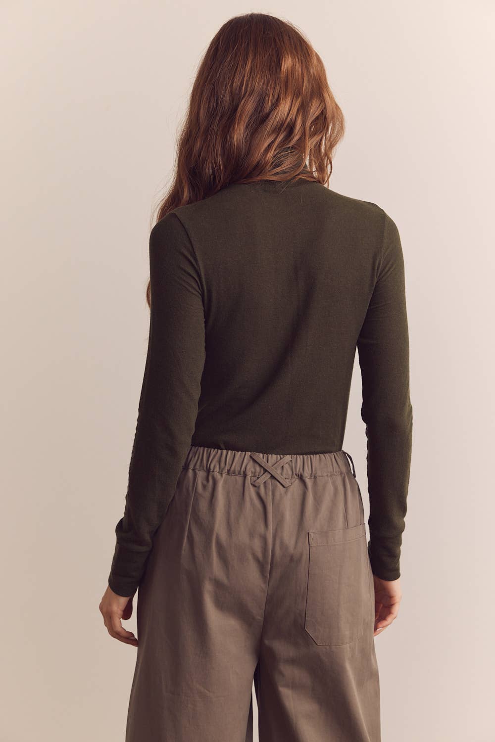 D Olive Wool blend lightweight turtleneck for wholesale on Faire8