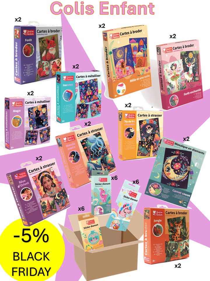 BLACK FRIDAY KINDERPAKET 38 ARTIKEL für den Großhandel von Graine Créative