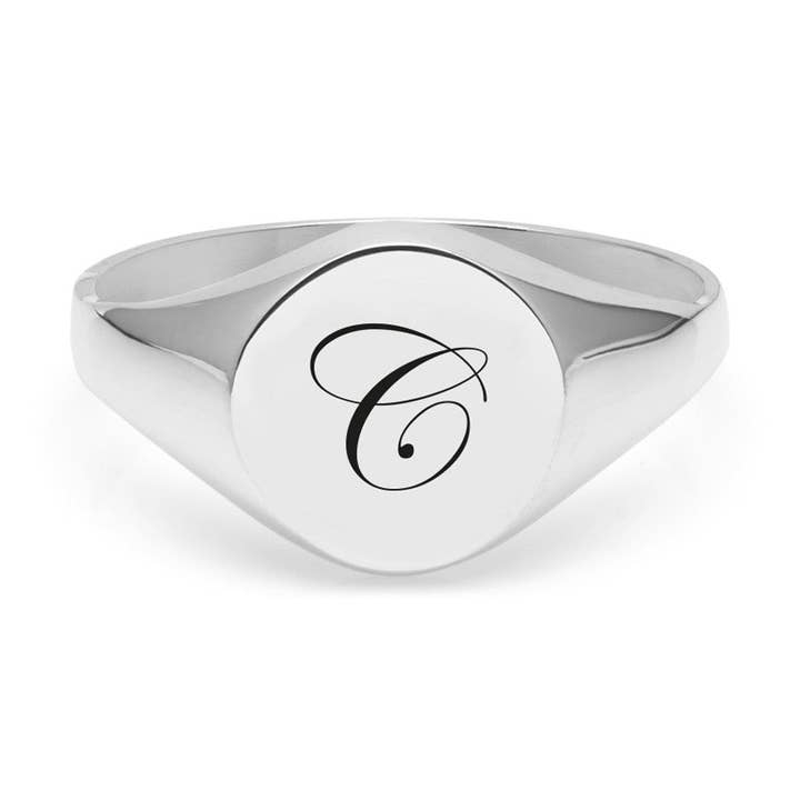 Initial C Edwardian Signetring - Sølv for engroshandel hos Myia Bonner
