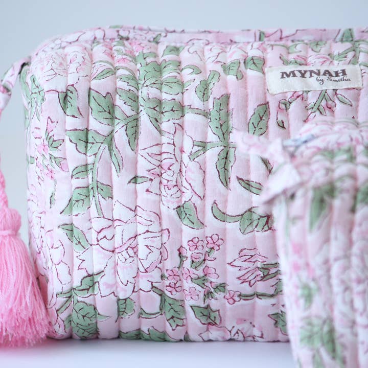 Bunny rose floral travel/make up/organizer/bag-LARGE only for wholesale by MYNAHbySmitha