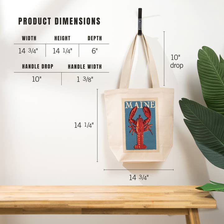 Lantern Press - Wholesale Tote Bag - Unisex - ORGANIC TOTE BAG Maine Lobster Woodblock