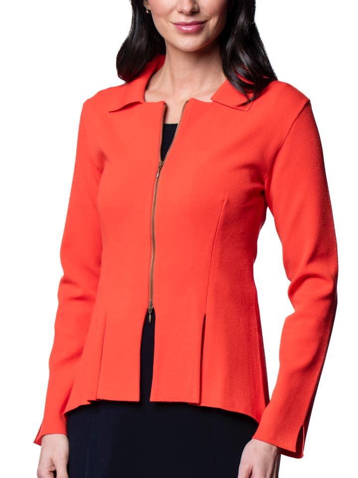 Nikkie Flatstrik lynlåsjakke; Lys orange/Efterår for engroshandel hos Biana