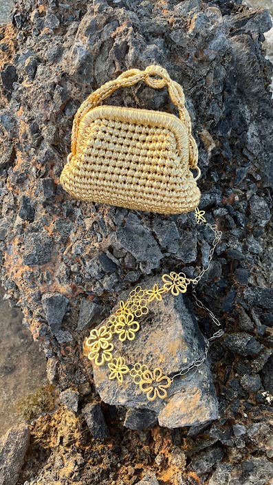 SIBYLLADELPHICA - Wholesale Clutch Bag - Women's - Mini Metallic Gold Crochet Clutch Bag - Persefoni8