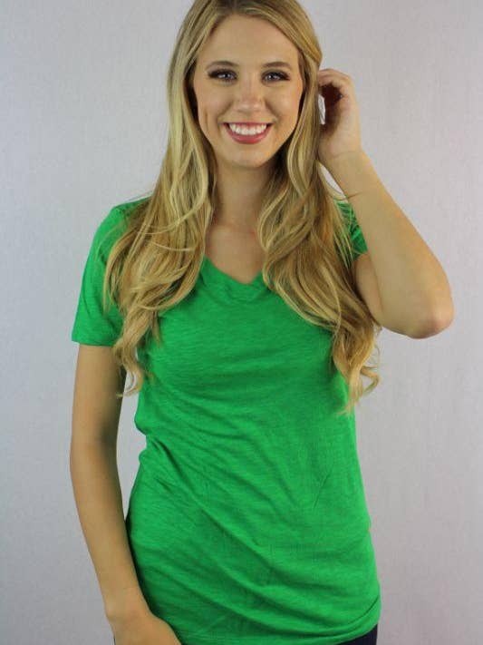 Women's V-Neck Short Sleeve Shirt for wholesale by Good Stuff Apparel