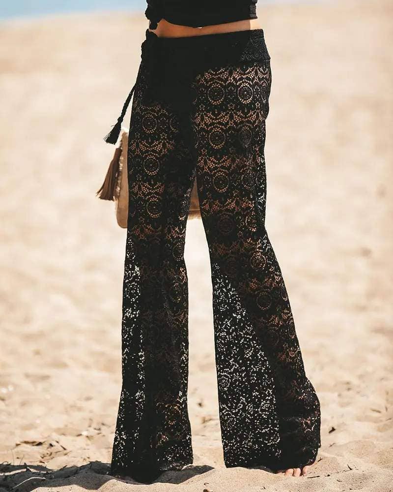 Queen Fashion – Engroshandel Strandbadekåbe – Dame – hule hæklede blondebukser med snor10