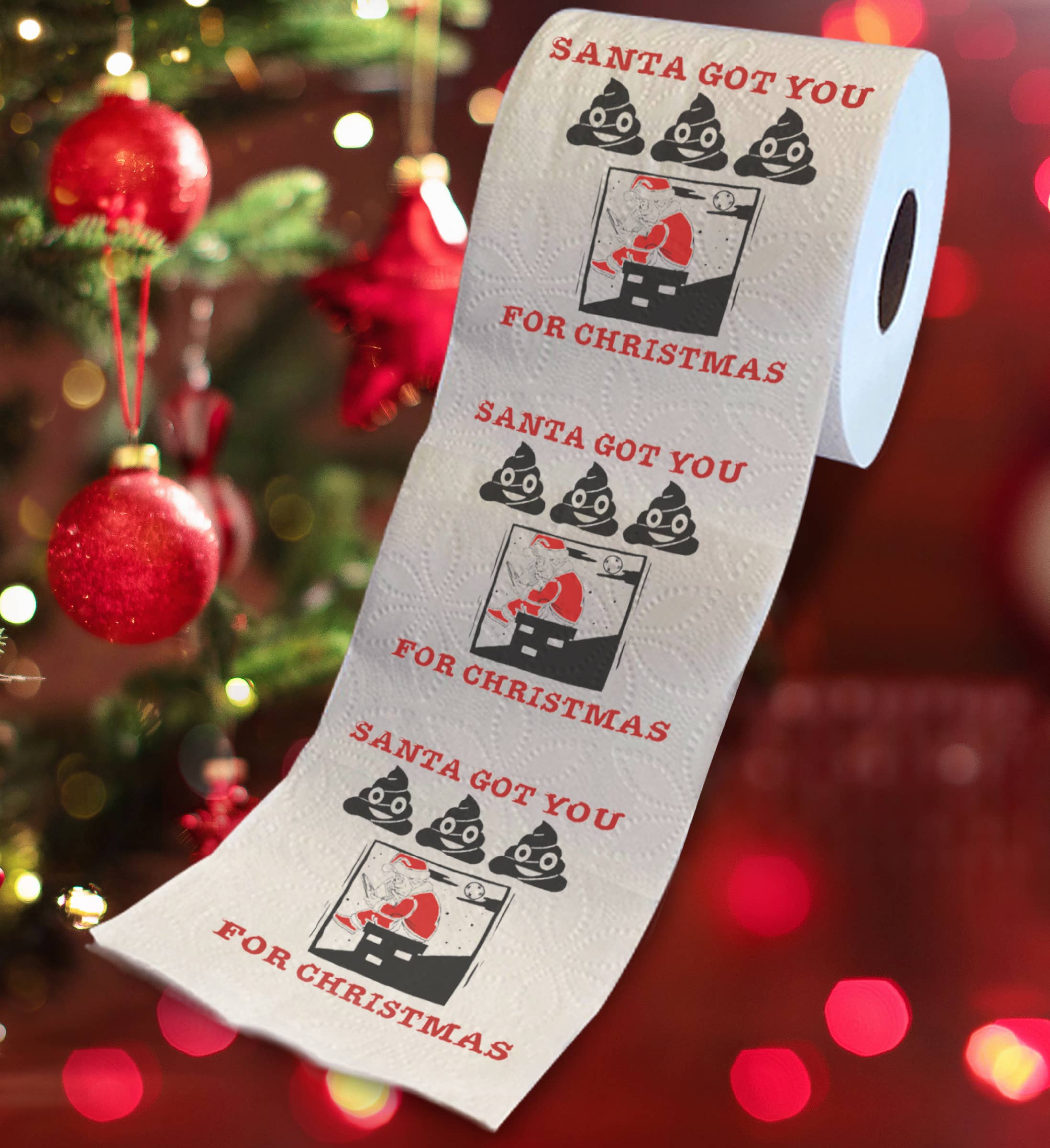 Cota Global - Vente Papier toilette - PAPIER TOILETTE IMPRIMÉ - LE PÈRE NOËL T'A APPORTÉ DU CACA POUR NOËL1