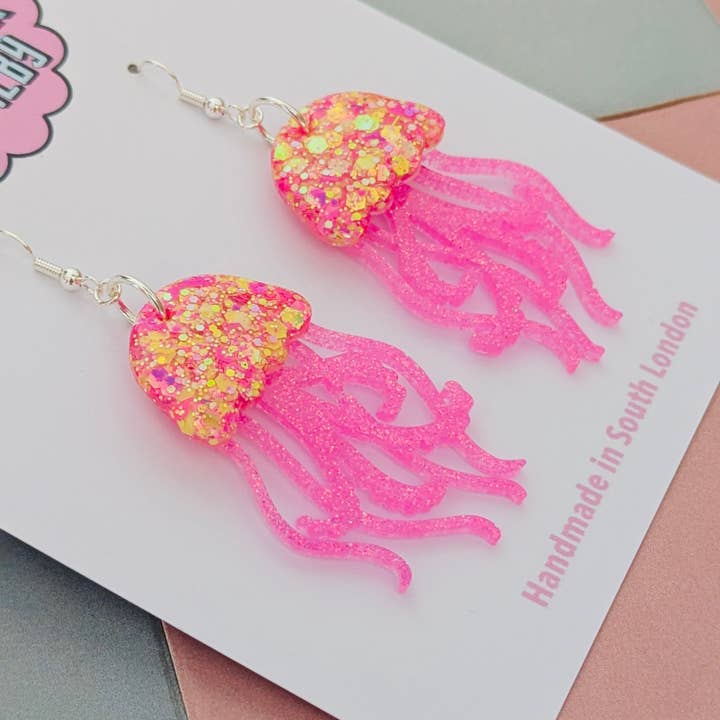 By Heather Filby – wholesale Dangle earrings – JellyFish Glitter Earrings (MORE COLOURS) - Best Seller6