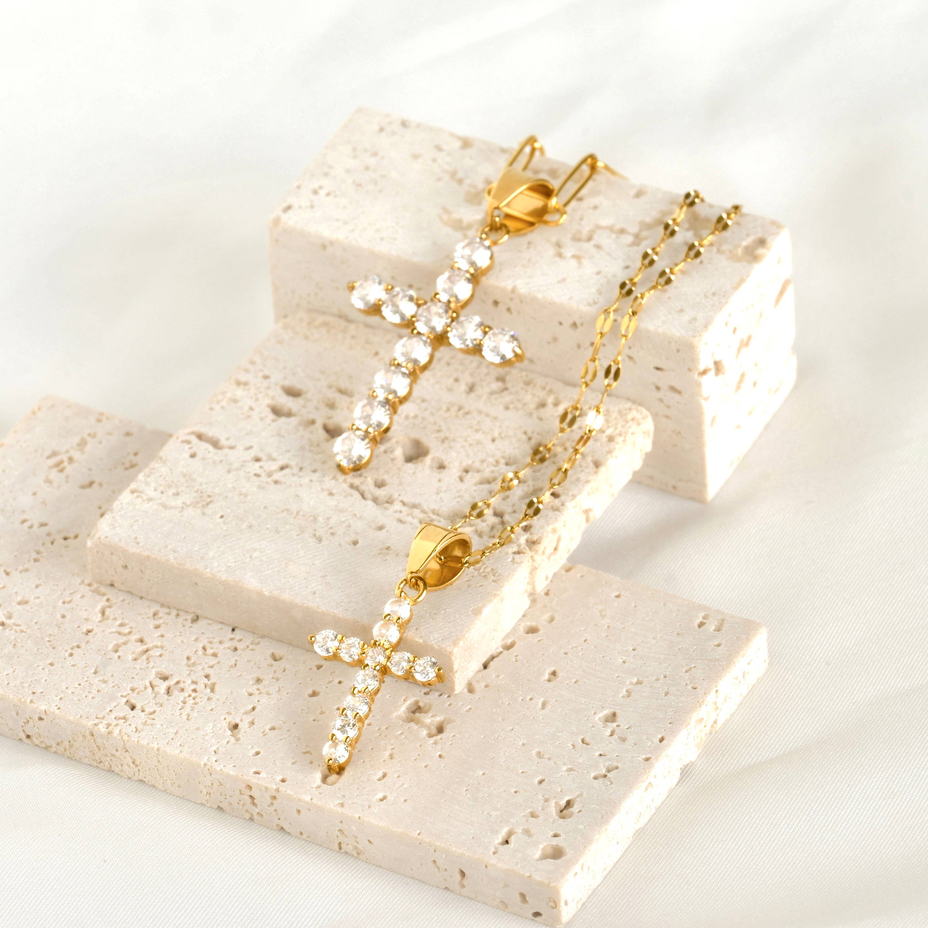 Blueyejewelry - Wholesale Pendant/Charm Necklace - Diamond Cross Necklace - Tarnish-free CZ Cross Pendant 2