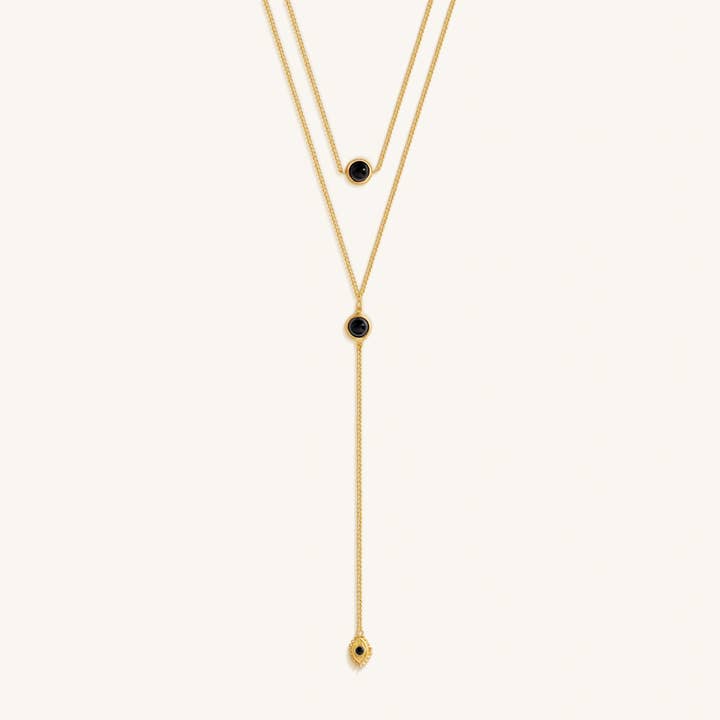 Mystic Drift Onyx Lariat Necklace for wholesale by Karma And Luck