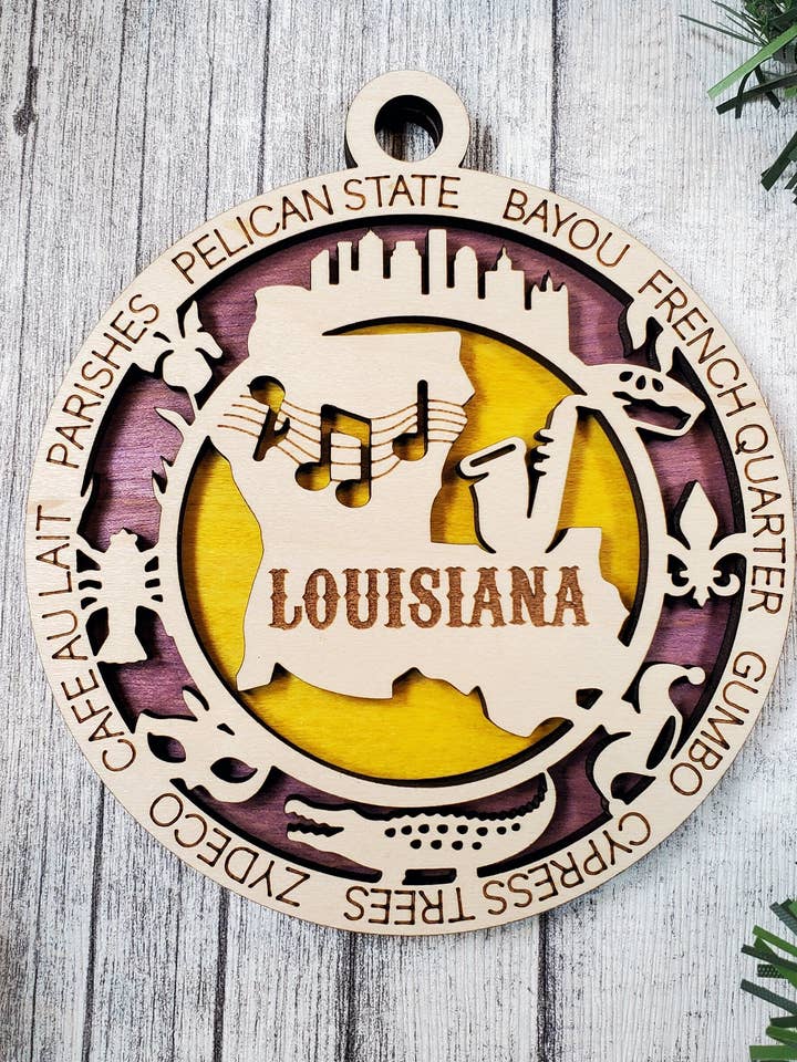 Décoration d'État - Décoration américaine en bois - Décoration de Noël - Ornement de Louisiane pour la vente par Creekside Cottage Designs