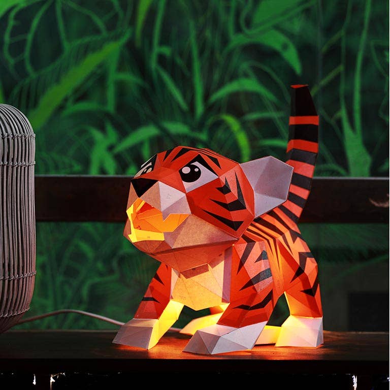 PAPERCRAFT WORLD - Vente Kit de bricolage - Modèle origami à double usage Baby Tiger, lampe animalière23