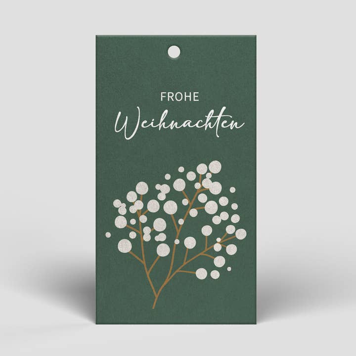 Kleiner Geschenkanhänger - Zweig mit runden Blüten - Nr. 147 für den Großhandel von Naturbedacht