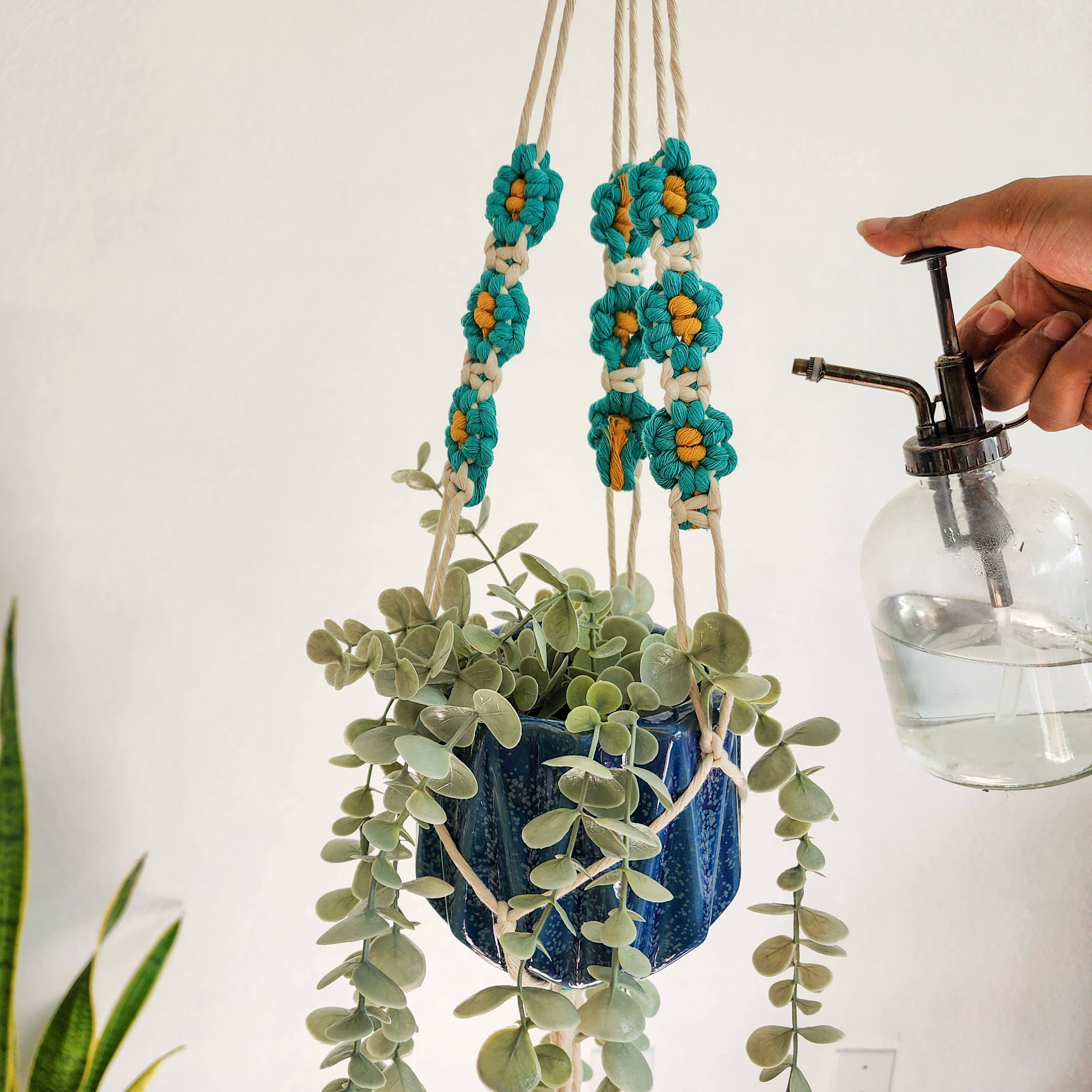 Handmade By Uruba - Wholesale Hanging Planter - Floral Daisy Plant Hanger, Handmade Macrame Plant Accessory3