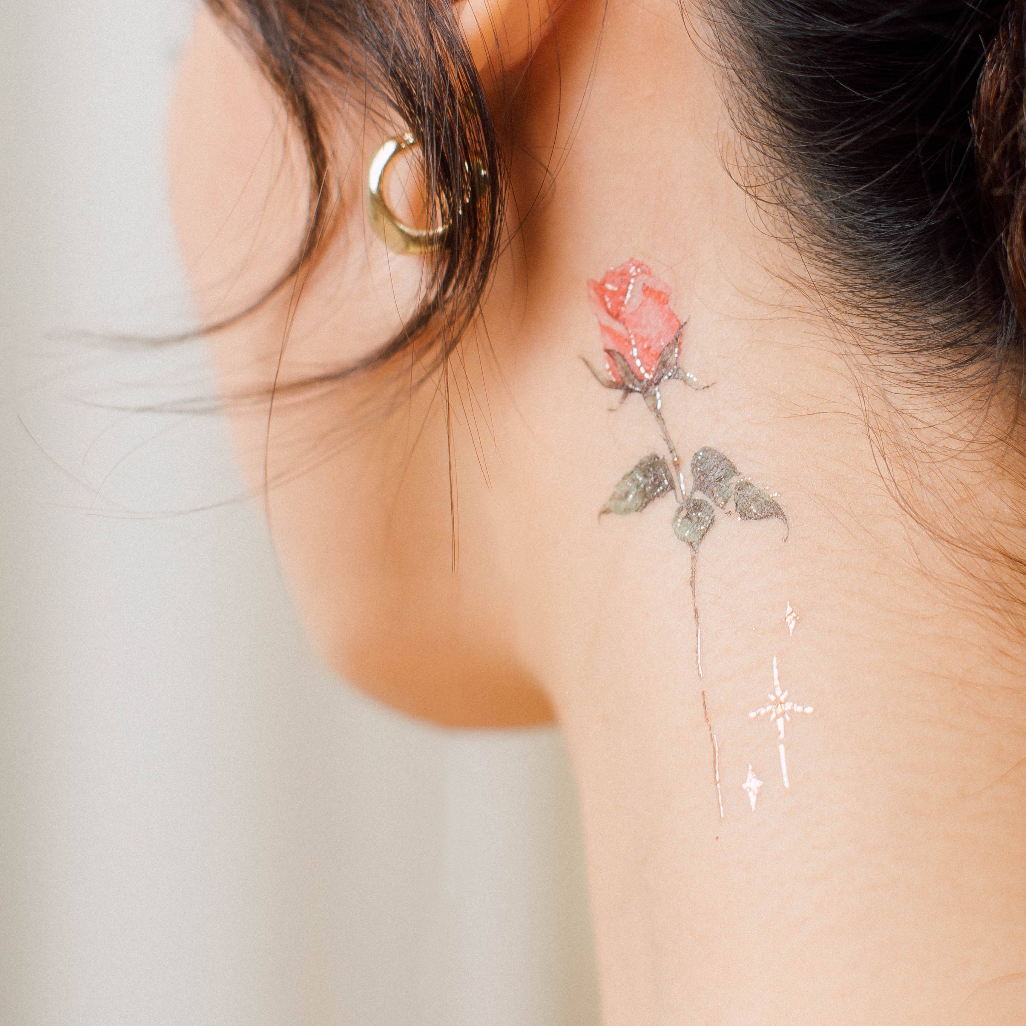 Little Fine Line Rose Temporary Tattoo - Set of 3 – Tatteco