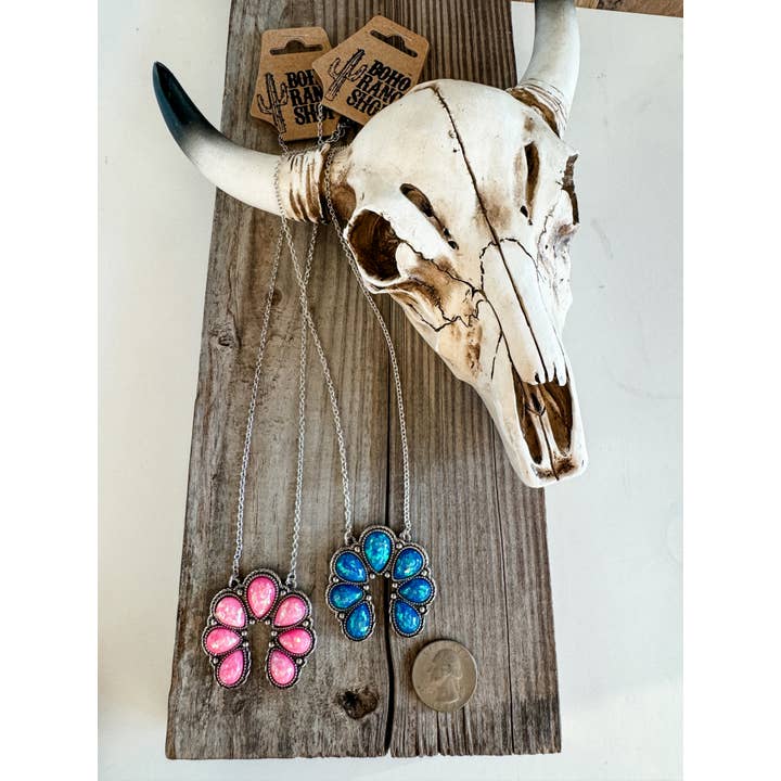 Boho Ranch Shop - Wholesale Pendant/Charm Necklace - Western Opal Squash Blossom Pendant NecklaceÂ