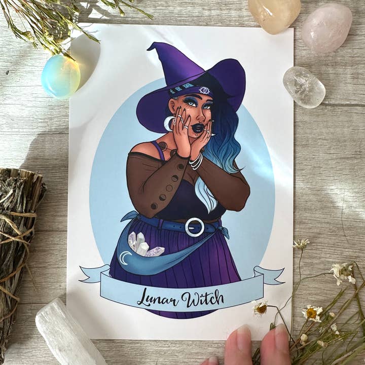 Impressão de Arte Bruxa Lunar - 8x10" e 5x7" por atacado de Rainbow Coven Designs