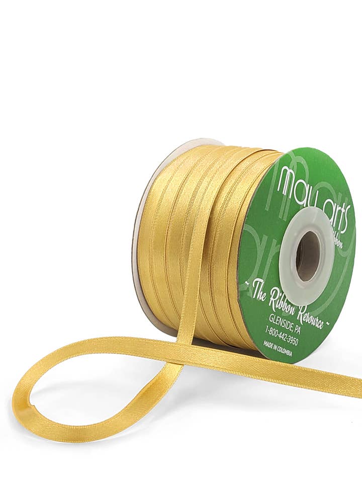 ~1/4"Luster Double Face Satin Ribbon, True Gold for wholesale by May Arts Ribbon