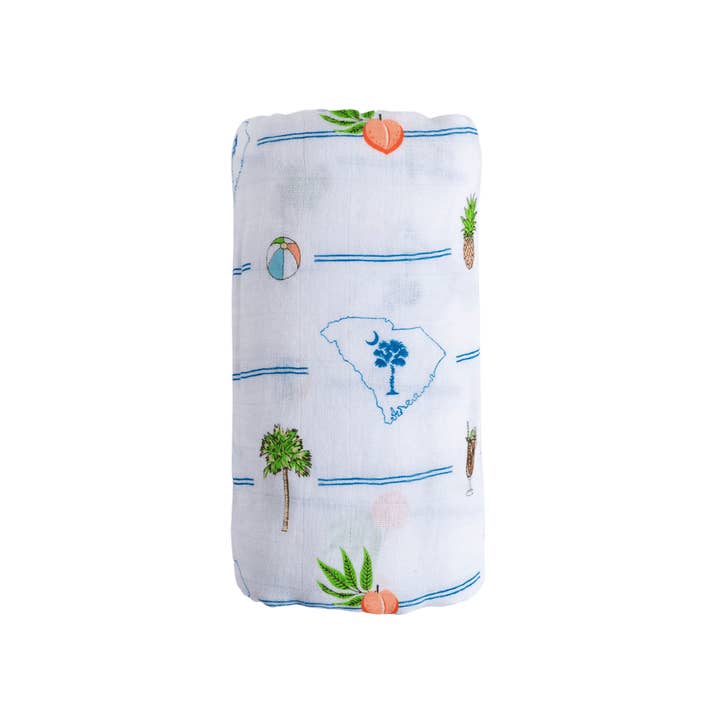 South Carolina Baby Muslin Swaddle Receiving Blanket Made to Grow with Your Little One for wholesale by Little Hometown