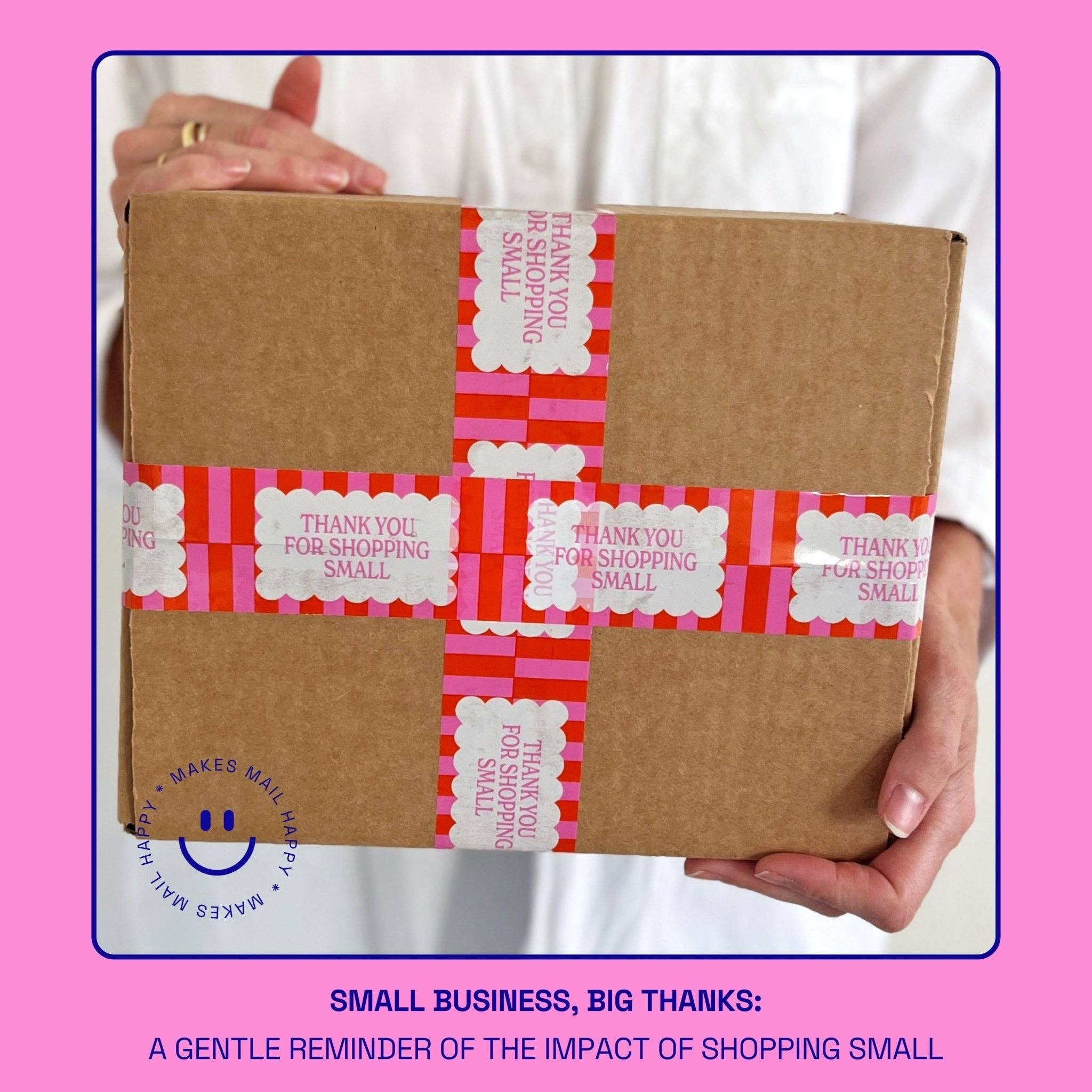 Shippy Tape – wholesale Tape – Thank You for Shopping Small Shipping Tape - Pink Orange Cloud (2 Rolls + Dispenser)1