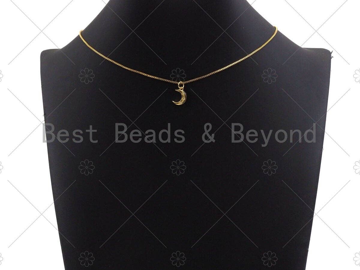 BestBeads&Beyond - Wholesale Individual Charm/Pendant - Dainty Gold Star Cresent Moon Charms, Dainty Charms, Moon Pendant, Gold Coin Pendant, Gold Necklace Charms, 9x12mm, Sku#LK1144