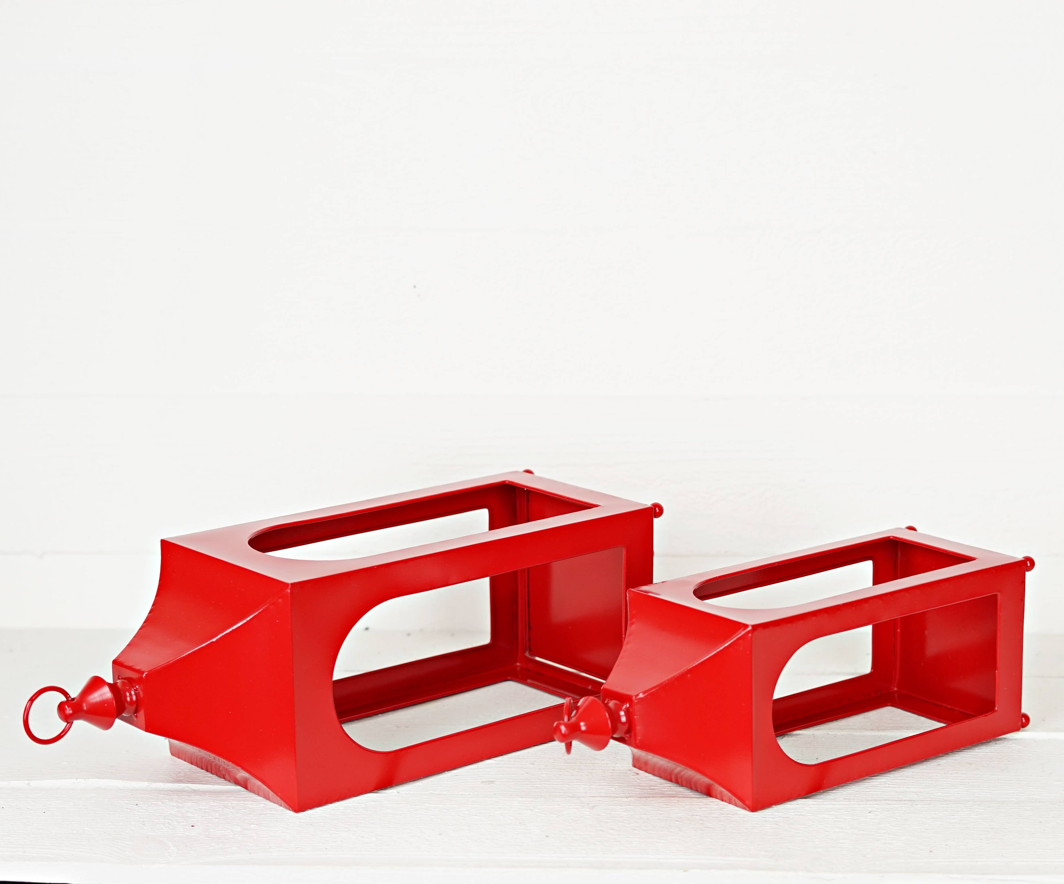 Holiday Depot Inc. - Wholesale Lantern - 570602AB- Set of 2 Holiday Red Artisan Lantern-19Hx7D+16Hx5D3