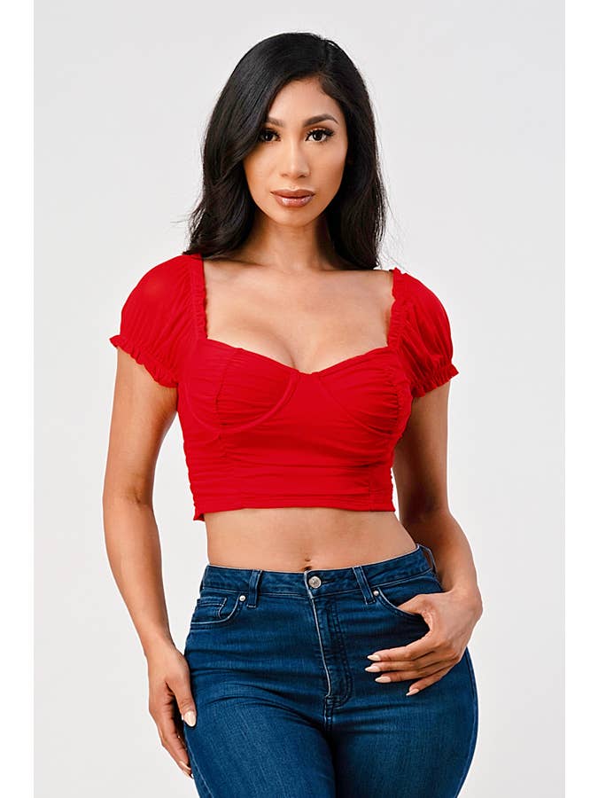 SHERO – wholesale Blouse – Women’s – RUCHED MESH TOP