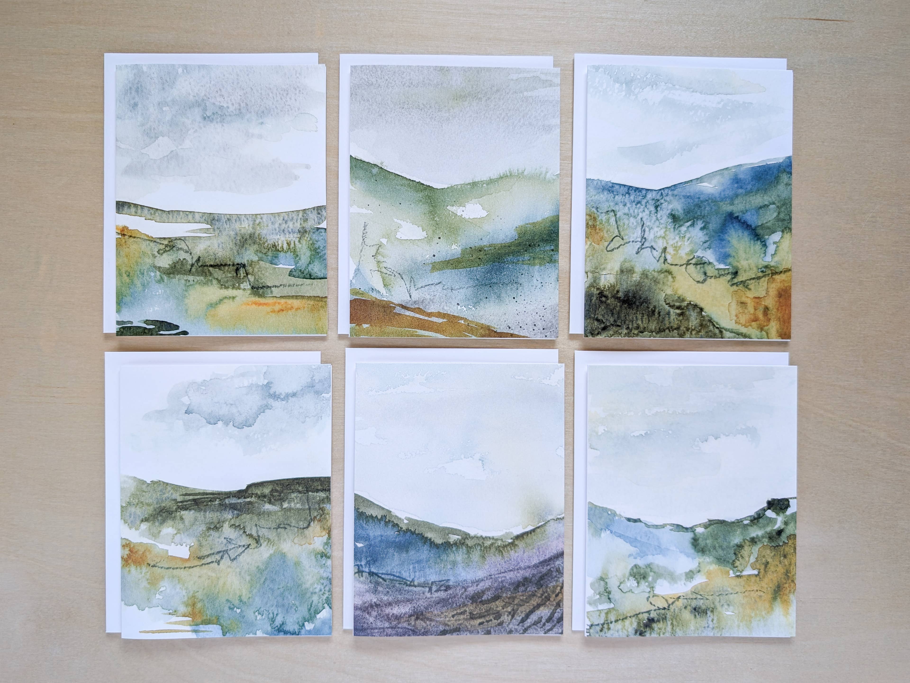 Emma J Rivers - Wholesale Stationery/Notecard Set - Quiet Terrain Collection - Boxed Set of 6 Blank Cards1