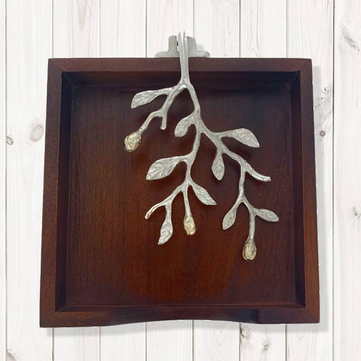 Wooden Napkin Holder Metal Arm in Silver Gold finish Com for wholesale by Decozen