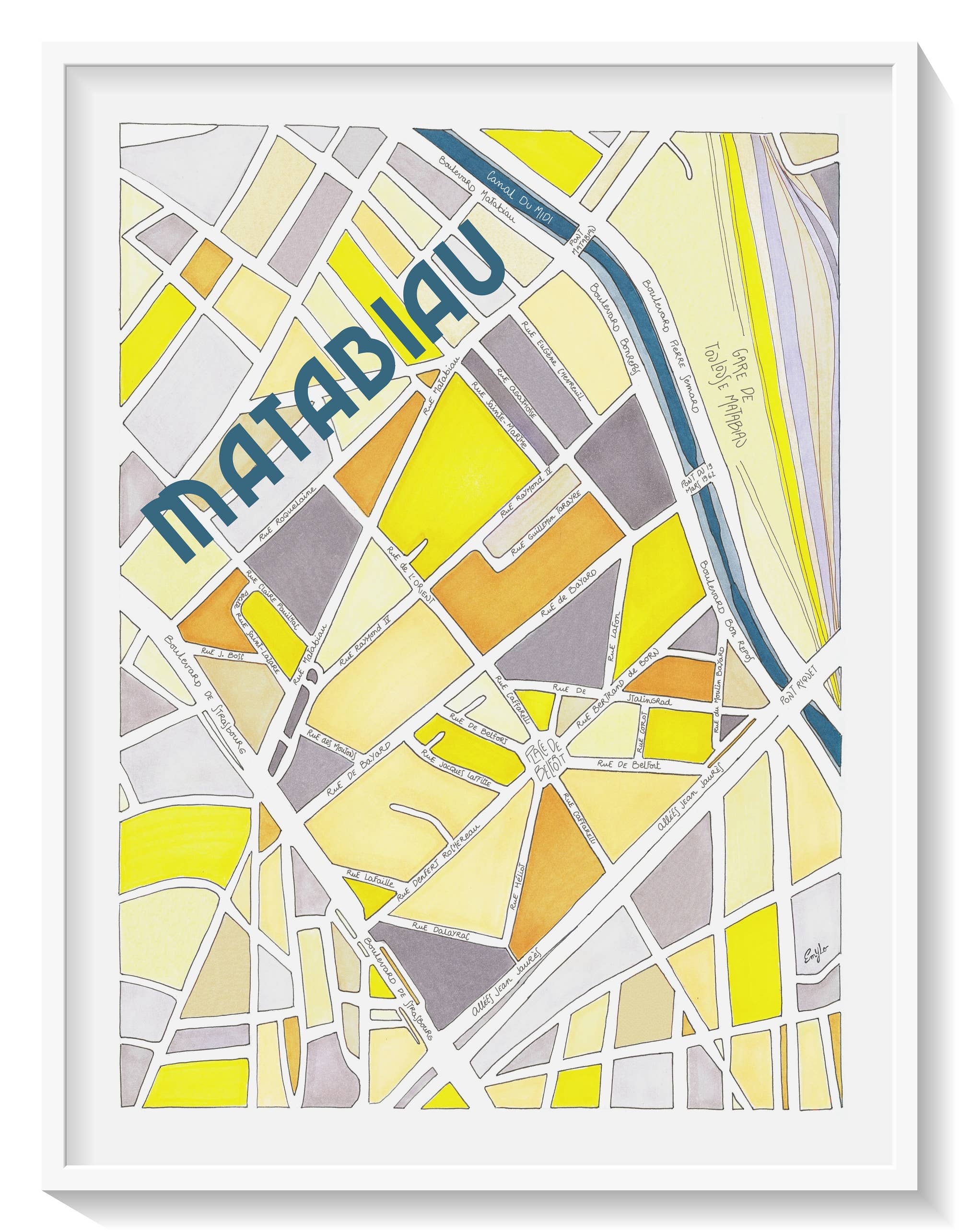 EmYLo – wholesale Poster – MATABIAU affisch, TOULOUSE - Design stadskartor6