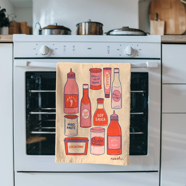 Neesh Home - Wholesale Theedoek - Pikante Theedoek | Voedsel | Keukendecoratie | Aziatische Specerijen