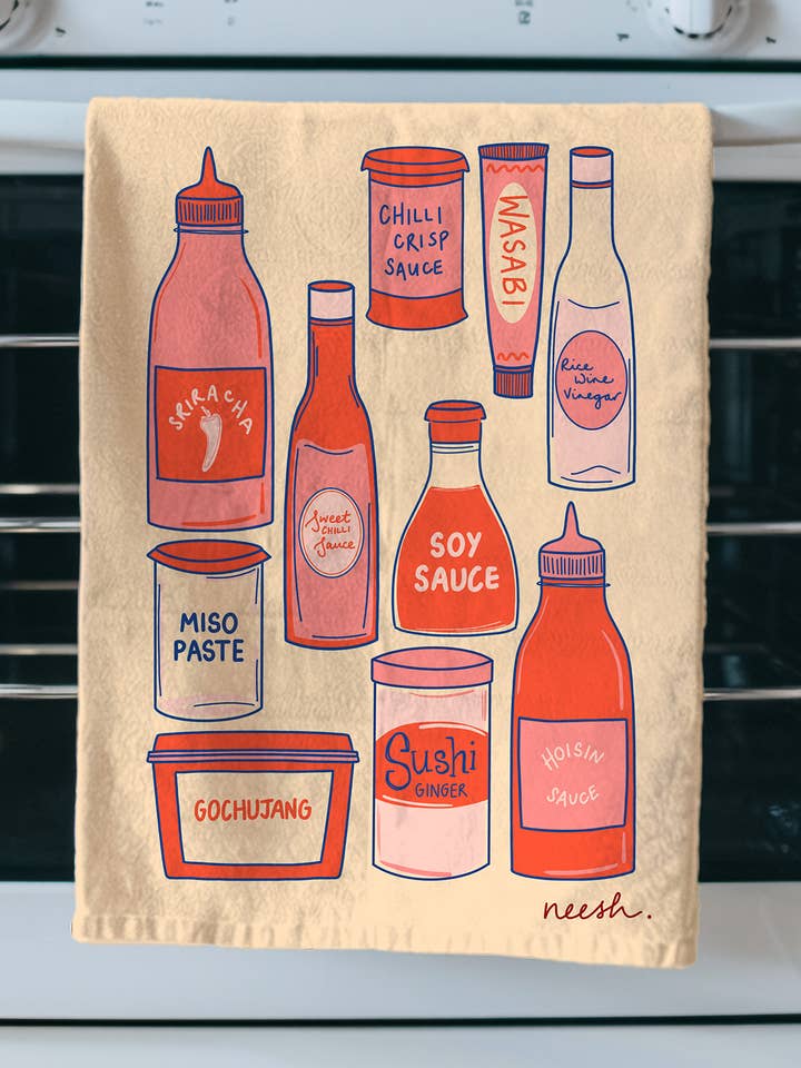 Saucy Tea Towel | Food | Kitchen Decor | Asian Condiments for wholesale by Neesh Home