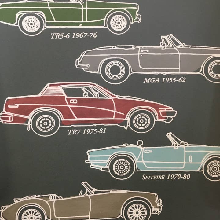 Britse klassieke auto's MG's behang voor wholesale door Sharon Jane Studio