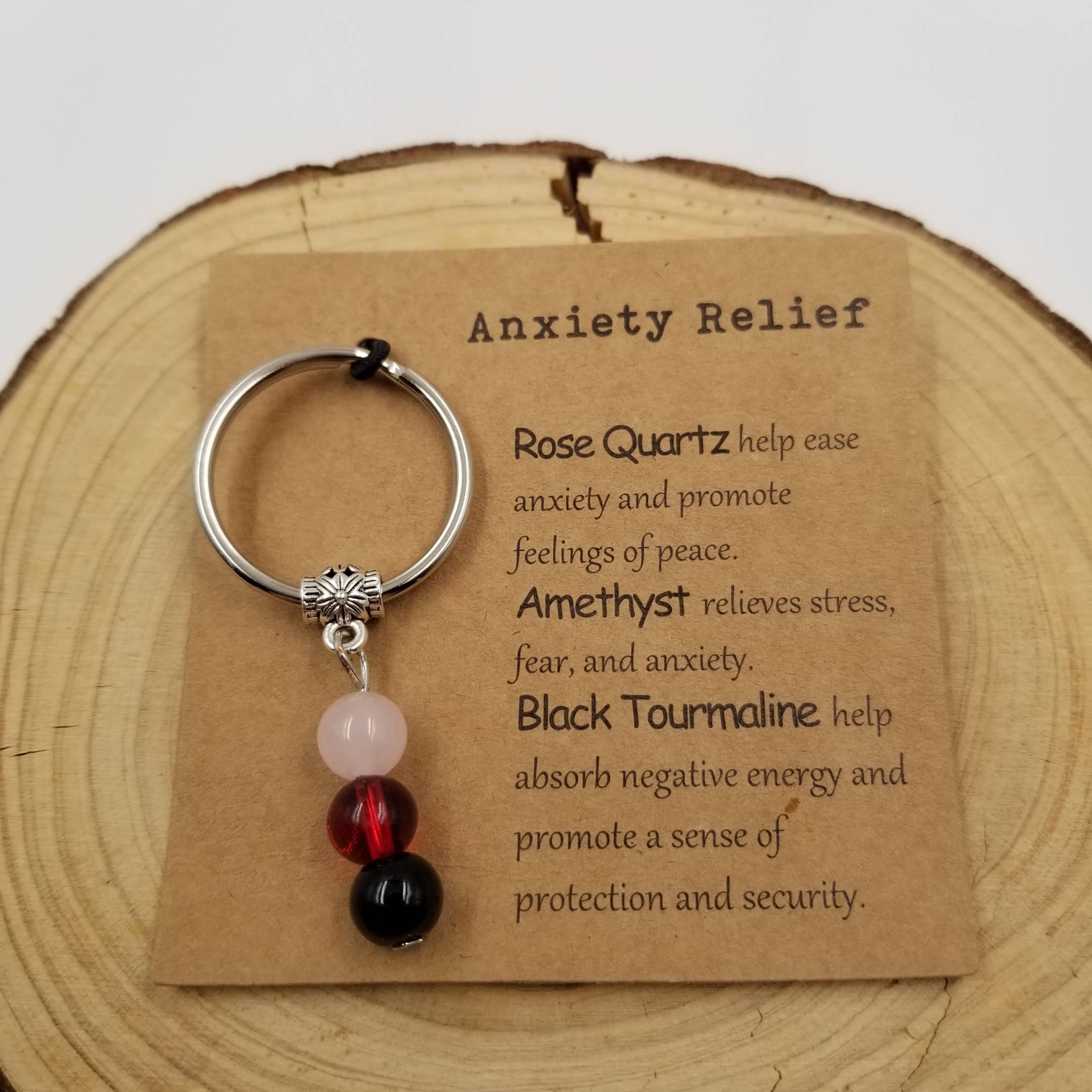 CHAKRA JEWELRY - Wholesale Keychain - Women's - Natural Stone Bead Lucky Chakra Keychain With Card2