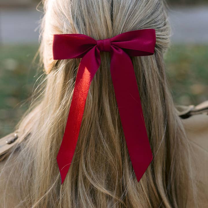Grace & Grandeur - Wholesale Hair Bow - Women's - Medium Matte Satin Hair Bow Barrette | Florence Bow43