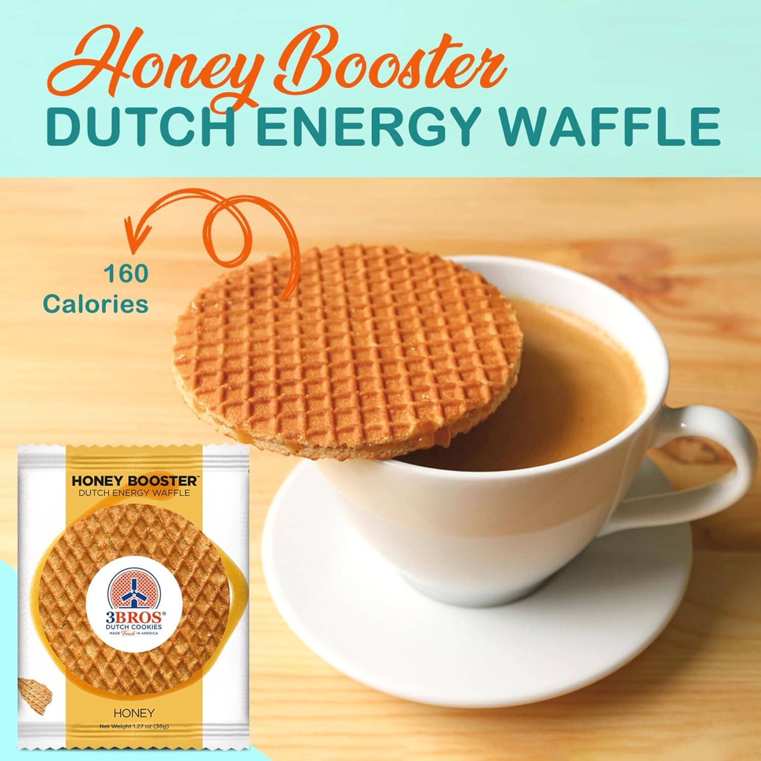 3Bros - Wholesale Cookie - HONEY BOOSTER ENERGY WAFFLES – 8 count4