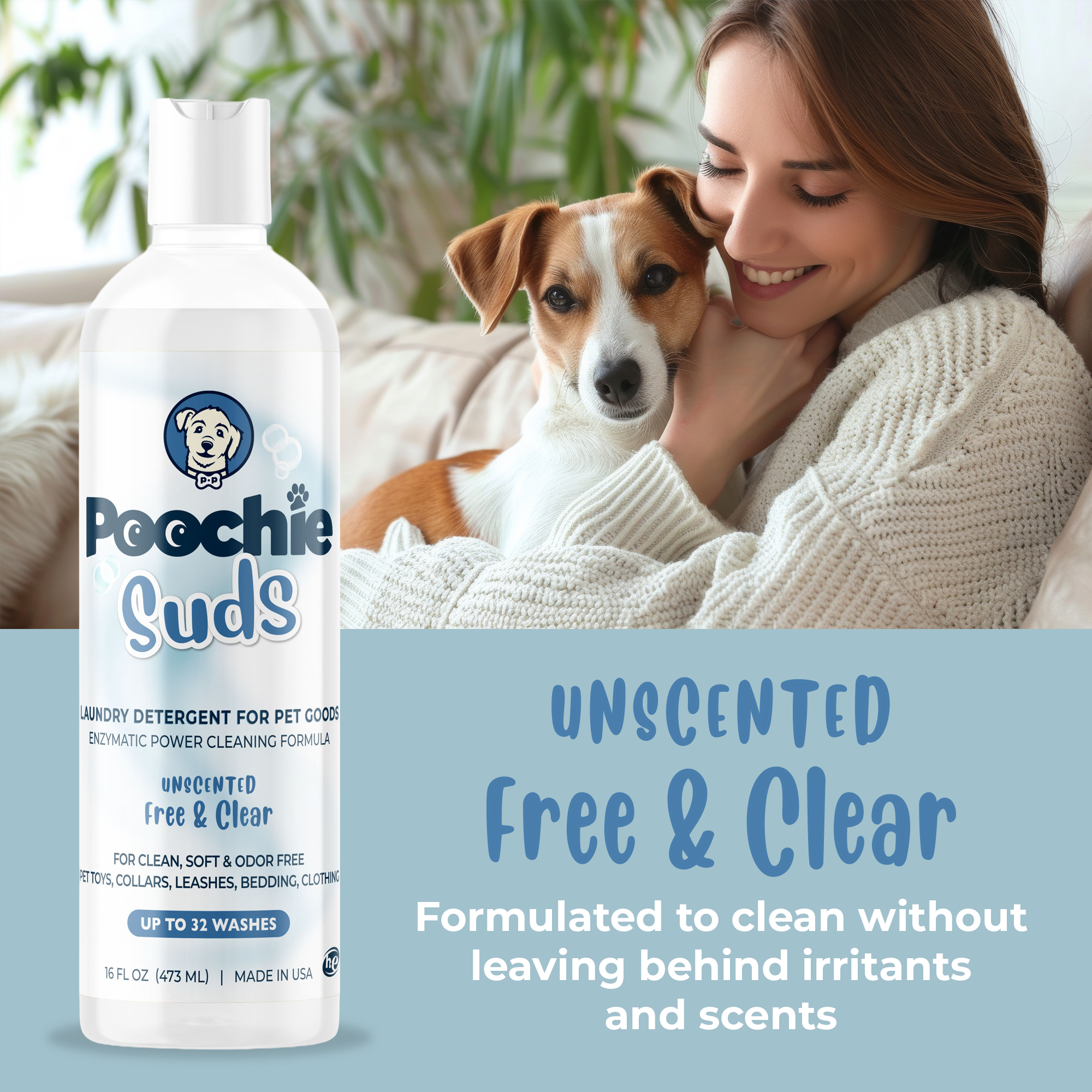 Poochie-Pets - Wholesale Pet Cleaning Supplies - Poochie Suds Pet Goods Laundry Detergent, Made in USA, 16oz6
