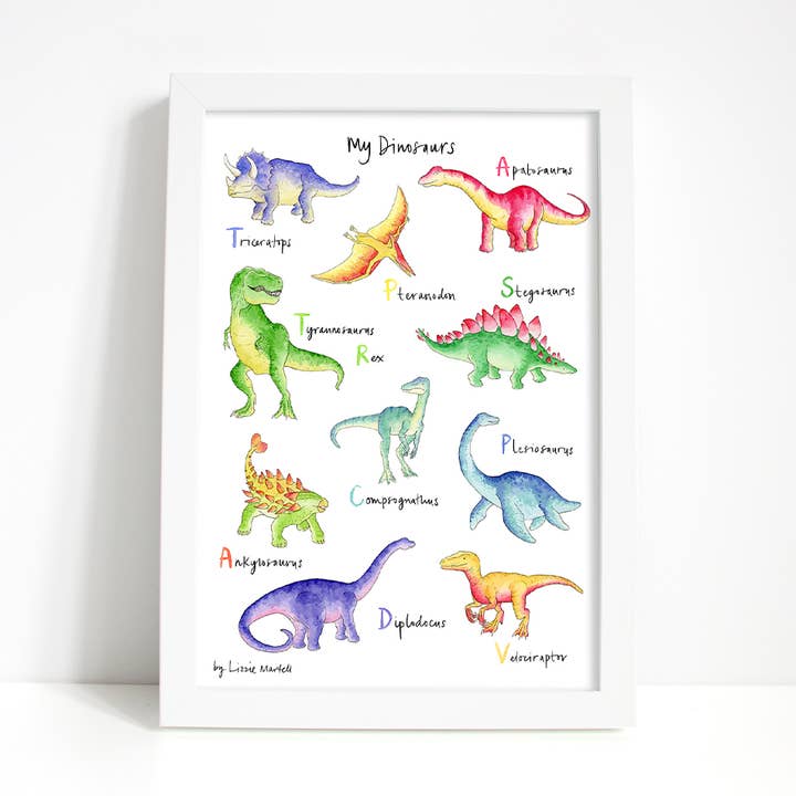 Meine Dinosaurier A3 Kunstdruck für den Großhandel von Lizzie Martell Illustration