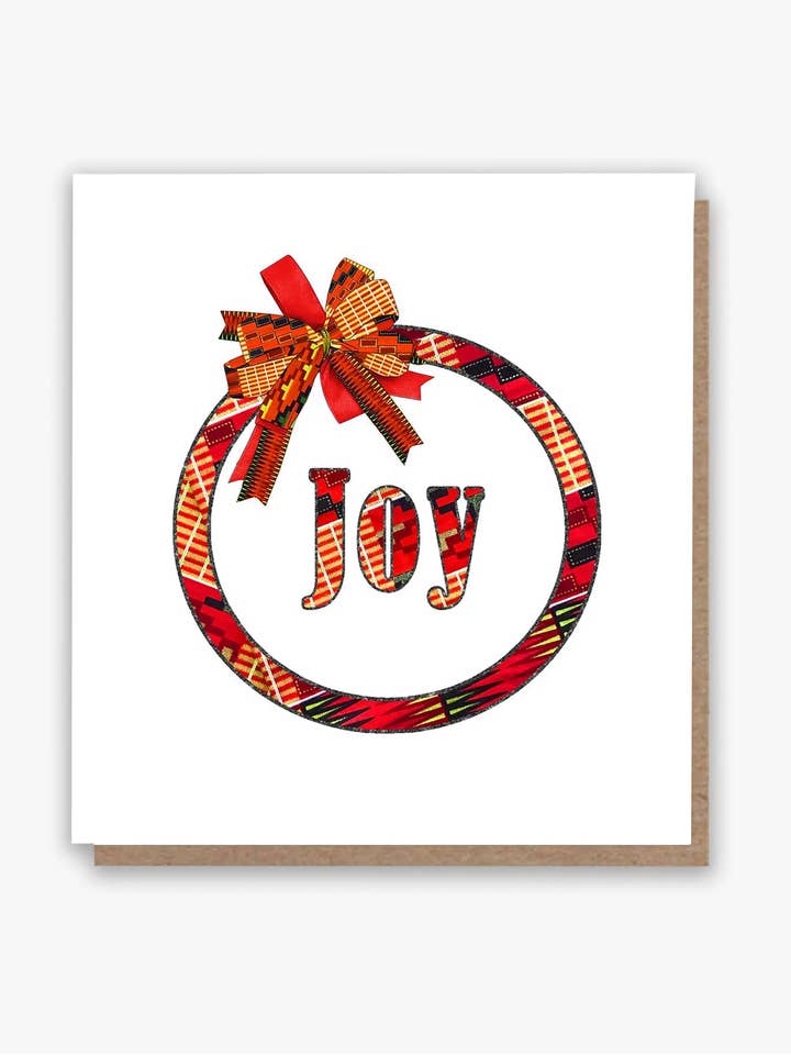 Joy Kente Wreath Card for wholesale by All Shades