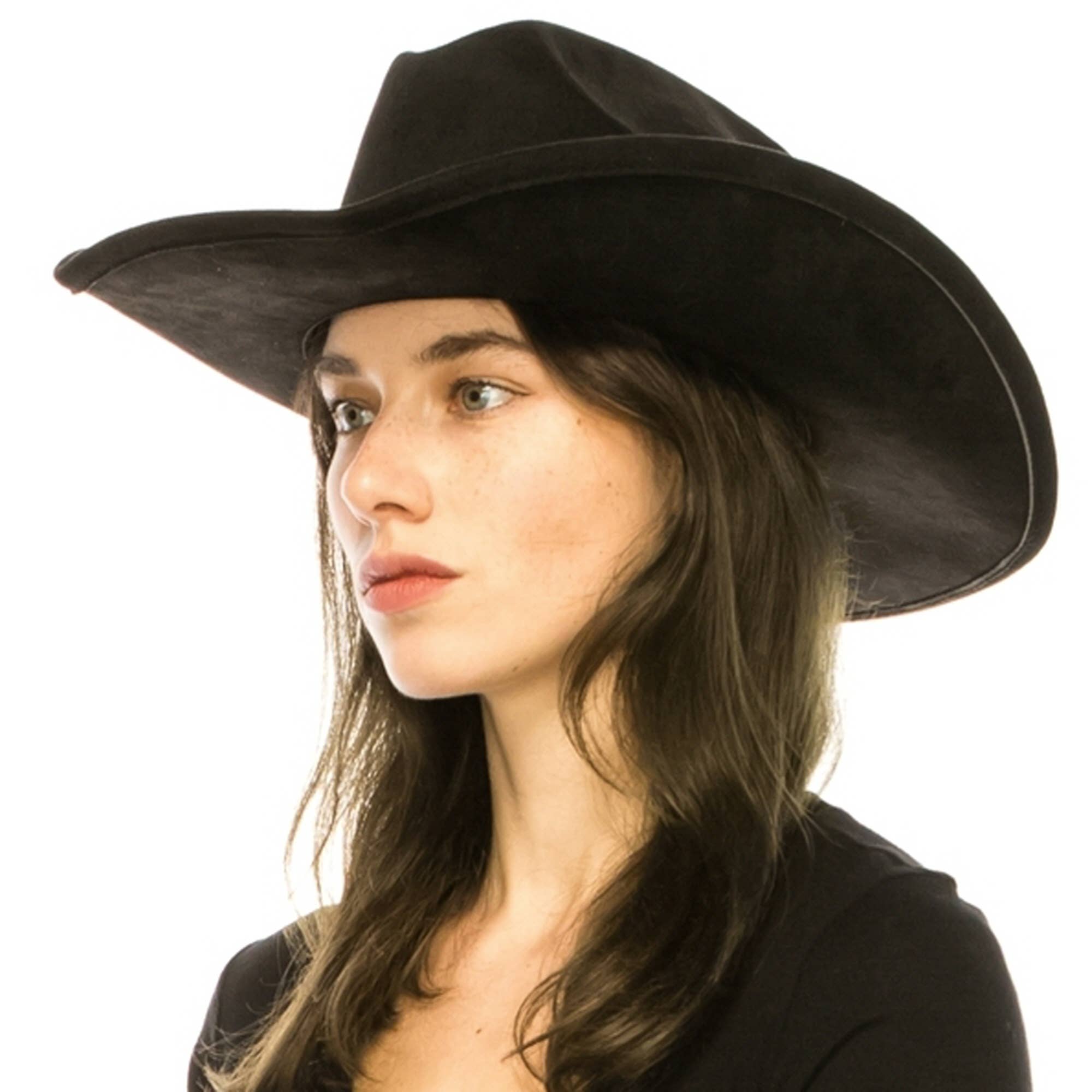 Queens INC - Wholesale Cowboy Hat - Women's - 🤠 Vegan Suede Cattleman Cowboy Hat12