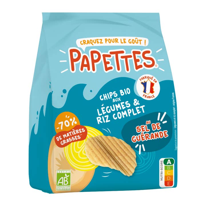 Papettes - Vendita all'ingrosso Patatine - Patatine BIO con verdure e riso integrale, sale di Guérande - 70g